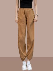 Chinese Style Buttoned Pants Womens Thin High Waist Wide Leg Slimming Trousers Trendy Commute Pocket Long Pants Casual Pants