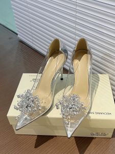 ฤดูใบไม้ร่วง 2024 สไตล์ฝรั่งเศส ประดับคริสตัล โปร่งแสง รองเท้าส้นสูง ผู้หญิง เซ็กซี่ หัวแหลม ทันสมัย รองเท้าเดี่ยว