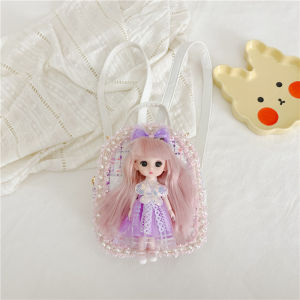 Princess Style Mini Backpack for Girls Cute Cartoon Single Shoulder Crossbody Bag Fashionable Doll Carrier Bag Childrens Toy