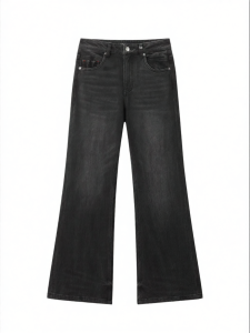 PEACEBIRD | Black Thermal Flared Jeans
