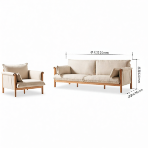 YUANSHI YUANSU | Modern Minimalist Small Space Suitable Oak Straight Three Seater Sofa