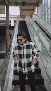 BNY Jaket Kotak Kotak Pria Ketlar Plaid Flanel Brand Indigo Bahan Polar