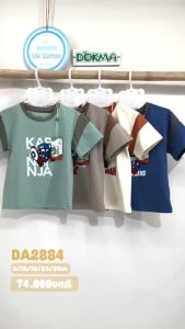 DA2884 Áo cộc tay cotton bé trai Dokma (9-36m) họa tiết ninja - siêu nhân