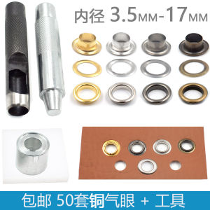 50 Sets Copper Eyelets Kit with Punch Installation Tool Belt Hole Tag Eyelet Chicken Eyelet Leather Belt Hole Punching Tool