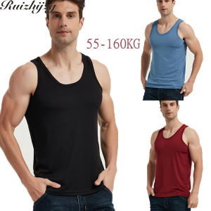 Ruizhijzg XL-6XL đàn ông cỡ lớn lụa Băng Chủ Đề áo ba lỗ SINGLET áo ba lỗ ngoại cỡ ôm vừa mặc bên trong áo sơ mi mặc trong không tay áo yếm