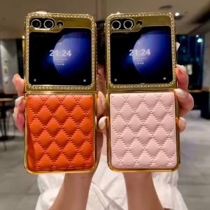 Applicable to Oppo Find N2 FlipFind N3 Flip Electroplated Diamond Edge Skin Feeling High-Grade Classic Style Leather Phone Case Upper and Lower Flip Foldable Screen Drop-Resistant Shockproof Back Cover Shell