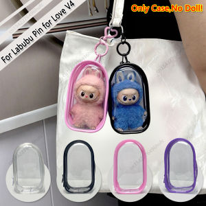 Transparent Protective Case For Labubu Pin for Love V4 Dustproof Cover Organizer Box Plush Doll Accessories Kids Birthday Gift