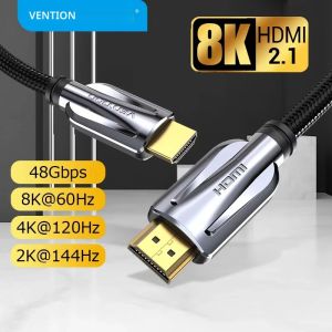Vention HDMI 2.1 8K   60Hz ความเร็วสูง 48Gbps สาย HDMI สําหรับ Apple TV PS4 ความละเอียดสูงอินเทอร์เฟซมัลติมีเดียสาย HDMI 3m