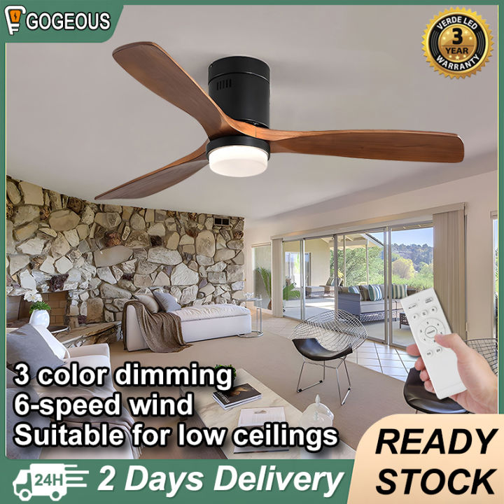 Gogeous ceiling fan with light modern design 42/48 inch black ceiling ...