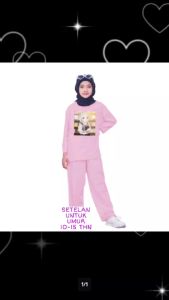 Setelan Anak Perempuan Bahan Kaos Babyterry One Set Anak Remaja Terbaru 2023 Kekinian Barbie Mahkota