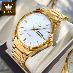 OLEVS Luxury Watch For Men Original 2024 Sale Waterproof Fashion Stainless Steel Casual Quartz Watch Luminous Dual Calendar Display