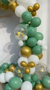 DINOSO Garland Kit Alpukat Hijau Retro Putih Emas Isi 109 pcs Glitter Balon Garland Arch Untuk Dekorasi Pesta Ulang Tahun