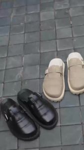 Dép Sục nam Tăng Chiều Cao LEMANS MULE SANDAL MS01.2 - Đen&Nâu đế 2 lớp cao 5.4cm mũ may 3 lớp da bò BH 1 năm