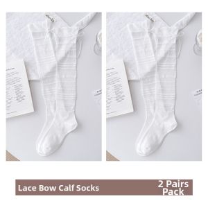 JIFANPAUL | Ladies Summer Thin Bow Detail Long Over-the-Knee Ballet Style Socks