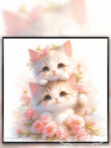 Mèo Nhỏ Thêu Chữ Thập Thêu Thủ Công Đơn Giản Hiện Đại Phòng Khách Nhà Hàng Mỏng Kit Thêu Chữ Thập Vải Cotton Họa Tiết Động Vật