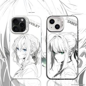 เคสโทรศัพท์มือถือลายการ์ตูน 2D Word สำหรับ Apple 16/16Plus/16Pro/16Promax ป้องกันสีเงินสีสันสดใส ป้องกันรอยขีดข่วน