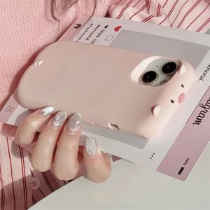 💗Internet celebrity trend+In stock+COD 3D Cute Cartoon Pink Pig Phone Case for iPhone 16 15 14 13 12 Pro Max Soft Rubber Silicone Funny Piggy Shockproof Cover Shell