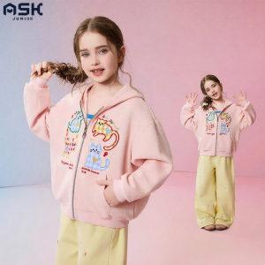 Ask Junior | New Spring Girls Cat Print Cute Hooded Jacket