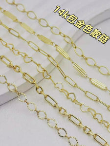 สร้อยคอ DIY ชุบทอง 14K หลายแบบ หัวใจขนาดใหญ่ โซ่ยาว ไม่ซีดจาง วัสดุอื่นๆ โซ่ยาว โซ่ยาว