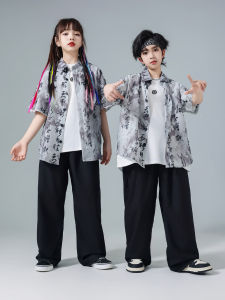 Hip Hop Kids Trendy Clothes Hiphop Childrens Clothing Boys Performance Clothes Chinese Style Girl Jazz Costumes Suit Summer
