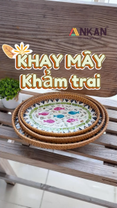 Khay Khảm Trái Hình Cá Khay Mây Khảm Trai Bầu Dục Đựng Trái Cây Bánh Kẹo Khay Trang Trí Nhà Cửa Đồ Thủ Công Mỹ Nghệ