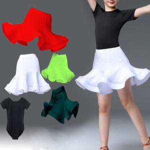 Girls Latin Dance Short Skirt Fishbone Design Practice Costume Elastic Net Skirt Half Body Skirt Dance Skirt for Children