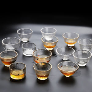 YHJ Glass Gongfu Tea Cup Japanese Style Owner Cup Hammer Pattern Drinking Cup Tea Bowl Personal Dedicated Cup