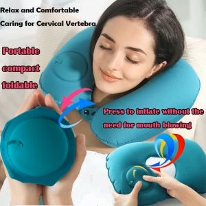 Multifunction Inflatable Travel Pillow Press Type Inflatable Pillow Foldable Portable Home Work Camp