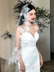 Handmade Lace Trim Bridal Veil New Style Wedding Photography Shooting Headwear Accessory for Brides
