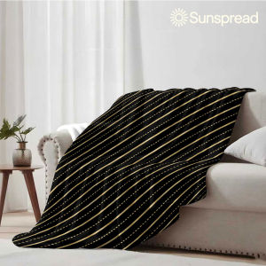 Gold Stripe Soft Warm Flannel Blanket Lightweight Cozy Christmas Halloween Home Decor Room