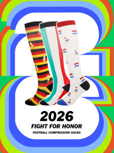 1 Pair 2026 Soccer Flag Inspired Compression Socks Knee High Sports Socks for Men Women