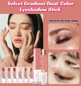 Swivel Velvet Gradient Dual Color Eyeshadow Stick Eye Finish Lazy Eyeshadow Pencil Non Smudge旋转式丝绒渐变双色眼影