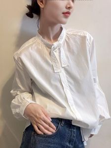 YINGDAI | Lace Bow Loose Youthful Versatile White Shirt