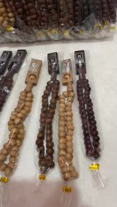 ( isi 100 pcs ) souvenir tasbih kayu 33 butir kemas plastik