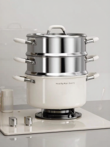 MENGCHUANG | Food-Grade Stainless Steel Ceramic Coating-Free Steaming Pot