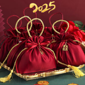 Sáng Tạo Màu Đỏ Dây Rút Tua Ủng Hộ Túi ngày lễ tình nhân tiệc cưới Hiện Nay Lưu Trữ Kẹo sô cô la Pouch Sang Trọng Xi Nhân Vật Ngọc Trai Cưới túi kẹo (Trong Kho)