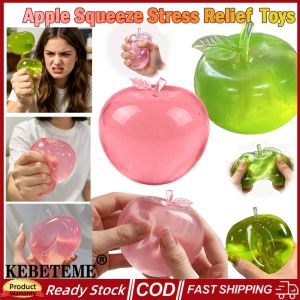 KEBETEME Green Apple Squeeze Toys Soft Sensory Stress Relief ball Maltose Slow Rebound Fidget Toy Cute Desk Decor for ADHD Autism Adults Kids