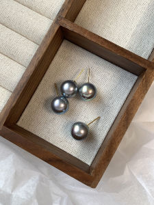 Midi S925 Sterling Silver Pearl Earrings Vintage French Style Color Light Grey Pearl Elegant Commute Jewelry Fashion Accessories