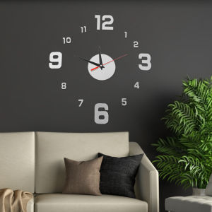【Naitre】Wall Clock Large Wall Clock Watch Mirror Sticker In Wall 3D Acrylic DIY Silent Non-Ticking Kitchen WallClocks