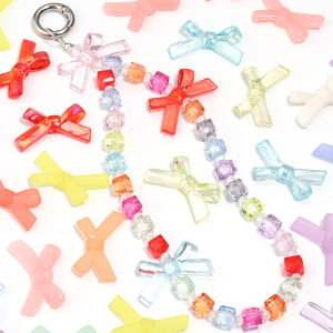 20 ชิ้นอะคริลิคลูกปัดโบว์สีสันหวาน Bowknot รูปร่างผสมลูกปัดแบบหลวมสําหรับเครื่องประดับทําอุปกรณ์ DIY สร้อยข้อมือสร้อยคอต่างหู