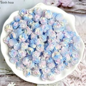 Bộ Trang Trí Móng Tay Hoa Nhựa Ba Màu Tối Giản Phát Sáng Hình Trái Tim Mềm Mại Hoa Hồng Sen Charm Tự Làm 30/50/100 Chiếc