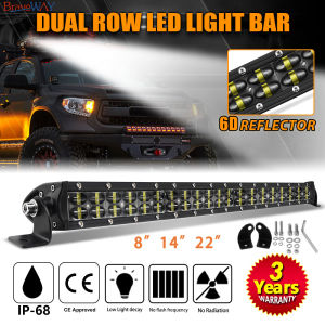 2-Row 6D Super Bright LED Light Bar Car Lights 6500K Spot Flood Combo Driving Beam for Car 4x4 SUV