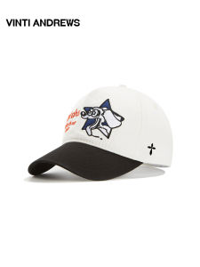 Vintage Dog Embroidered Pattern Flat Brim Hat