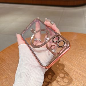 Plating For Magsafe Magnetic Lens Protector For iPhone 16 Pro Max 15 Plus 12 13 14 11 XSMAX XR 7 8 Silicone Wireless Charge Case