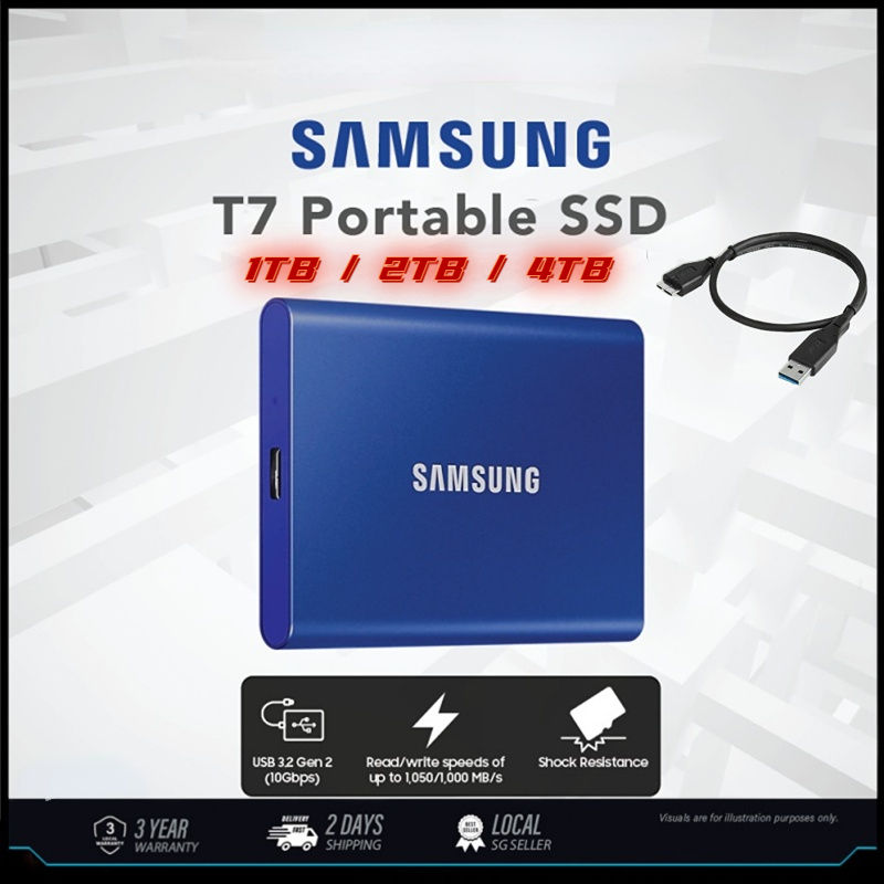 SAMSUNG T7 SHIELD USB 3.2 GEN.2 (10GBPS) EXT SSD EXTERNAL SOLID STATE DRIVE 1TB / 2TB / 4TB| Includes USB-C/ Cables 