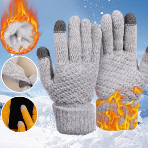 【Bubble Star】Winter Touch Screen Gloves Women Men Warm Stretch Knit Mittens Imitation Wool Full Finger Guantes Female Crochet Thicken