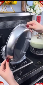 Chảo hấp cá hình bầu dục bằng thép không gỉ khay inox cá hấp đĩa nướng hình bầu dục đa chức năng có nắp đậy khay đựng đồ ăn tiện dụng