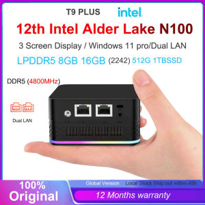 T9 Plus Mini PC Intel Alder Lake N150 8GB/16GB DDR5 256/512GB/1TB Windows 11 Ultra Small Pocket Computer Dual LAN Three HDMI