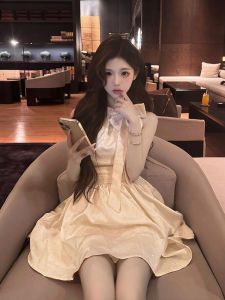 KENI/Plus Size French Pure Desire Style Bows Dress Womens Summer Plus Size Ladies Atmosphere Dating Waist-Tight Formal Dress