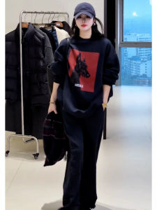 SHANGSHA | Elegant Stylish Lightweight Luxurious Korean Style Print Hoodie Suit